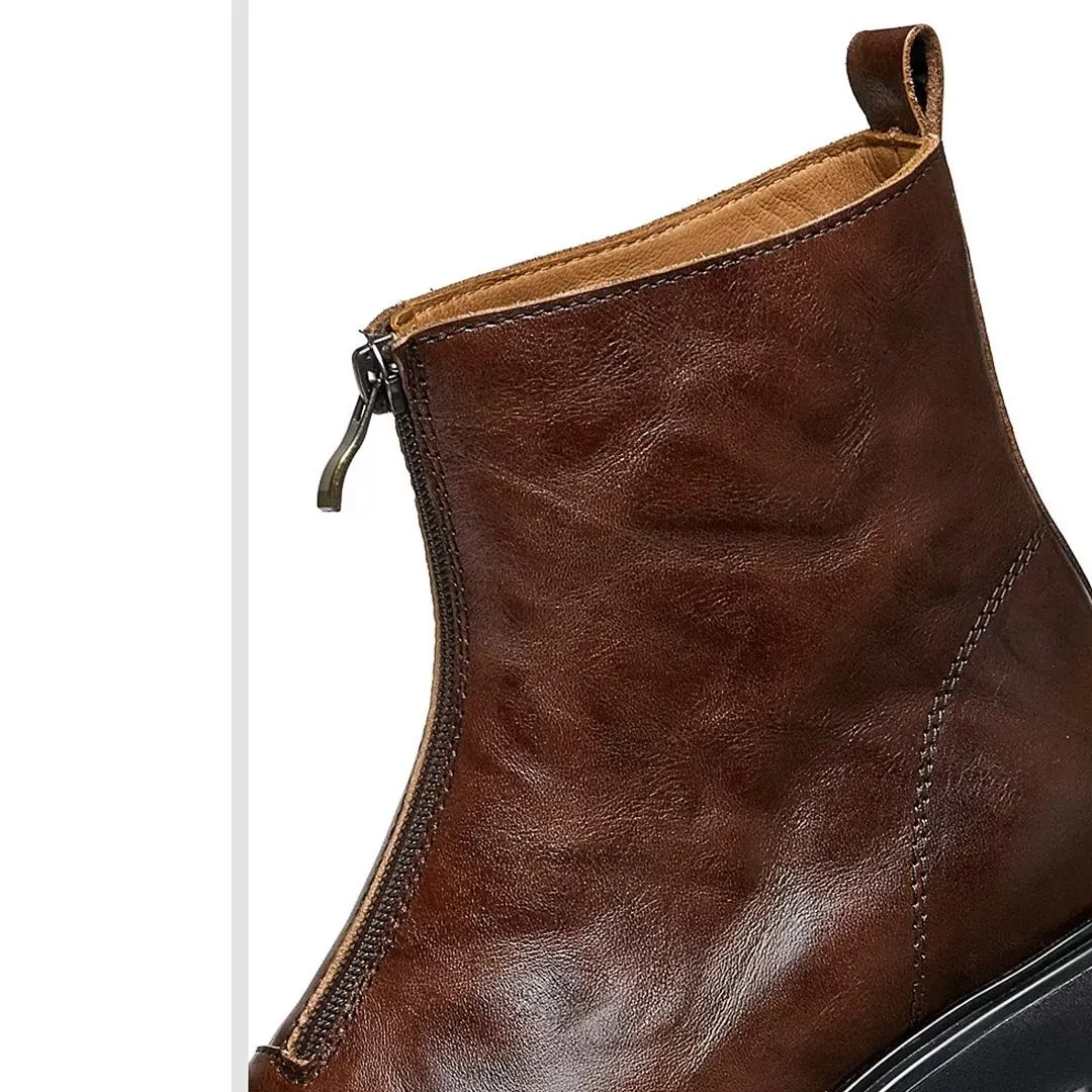 Sheepskin Chic Zipper Vintage Martin Boots