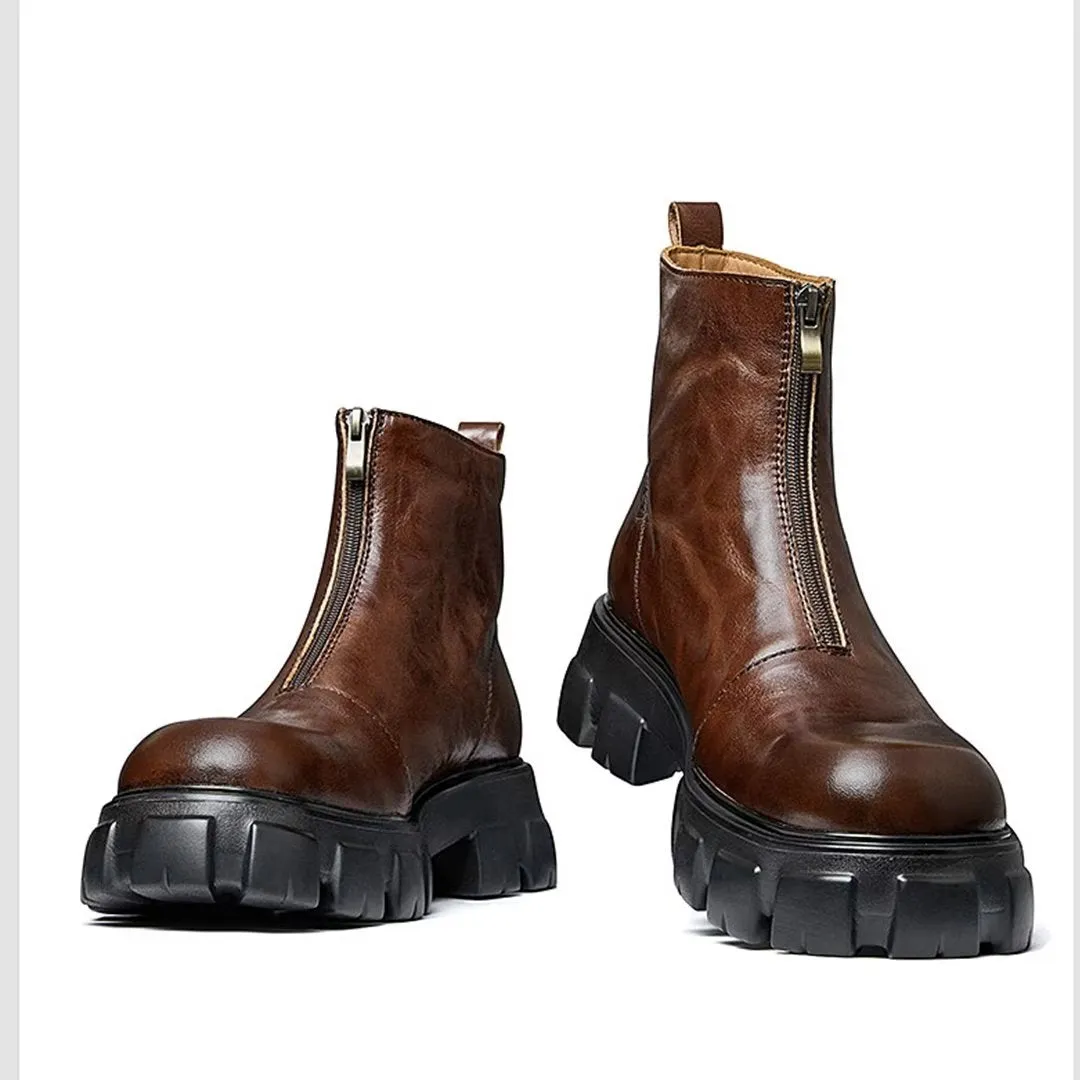Sheepskin Chic Zipper Vintage Martin Boots