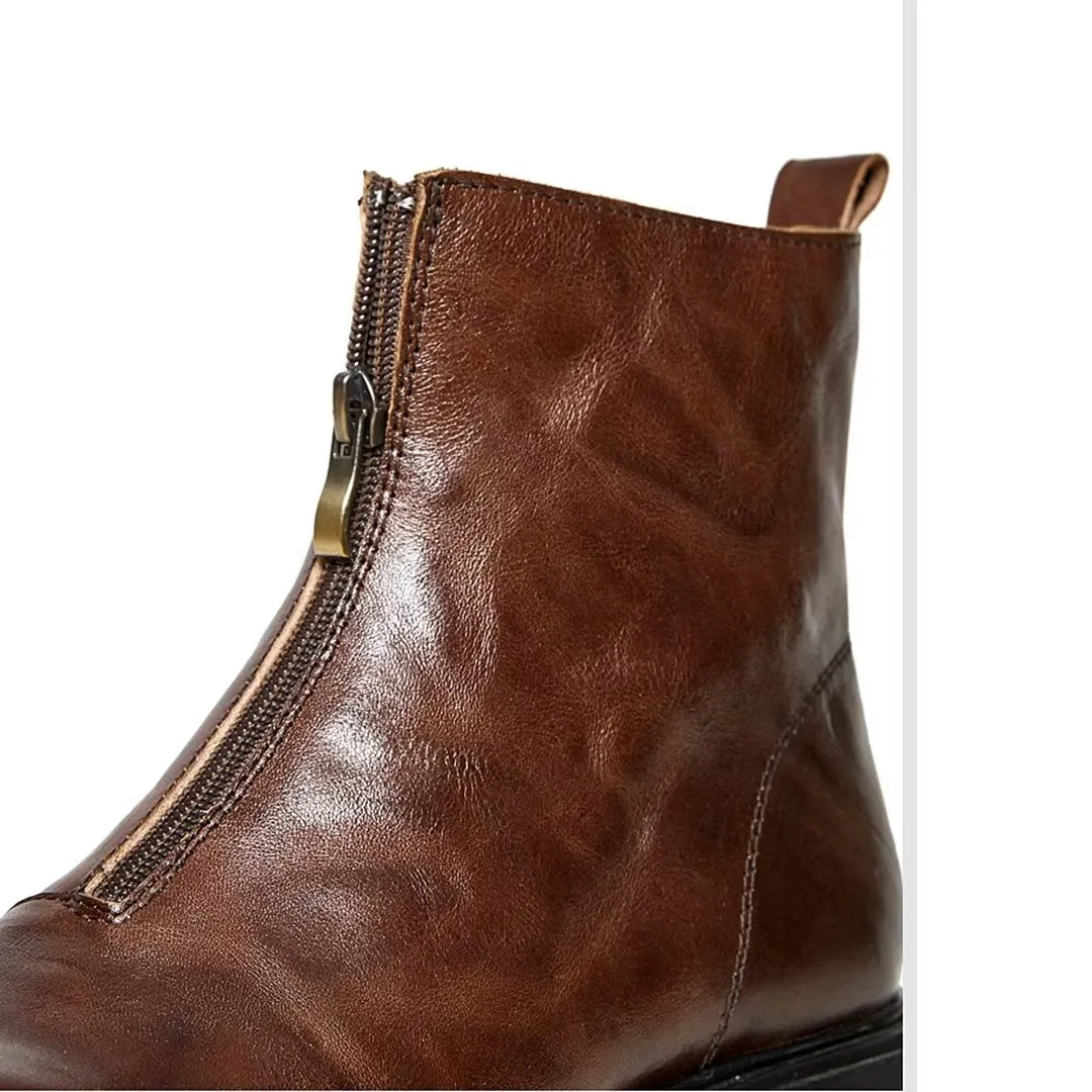 Sheepskin Chic Zipper Vintage Martin Boots