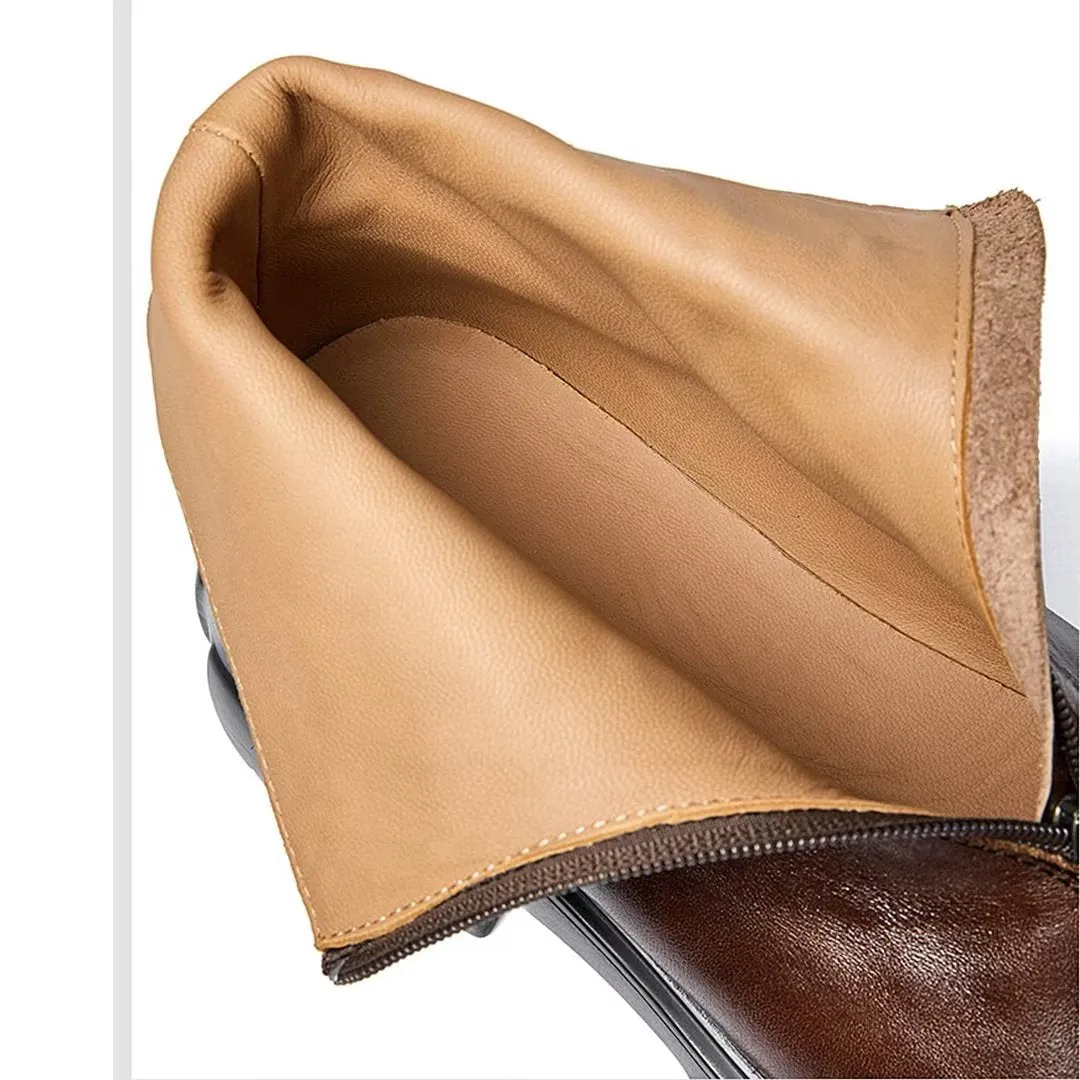 Sheepskin Chic Zipper Vintage Martin Boots
