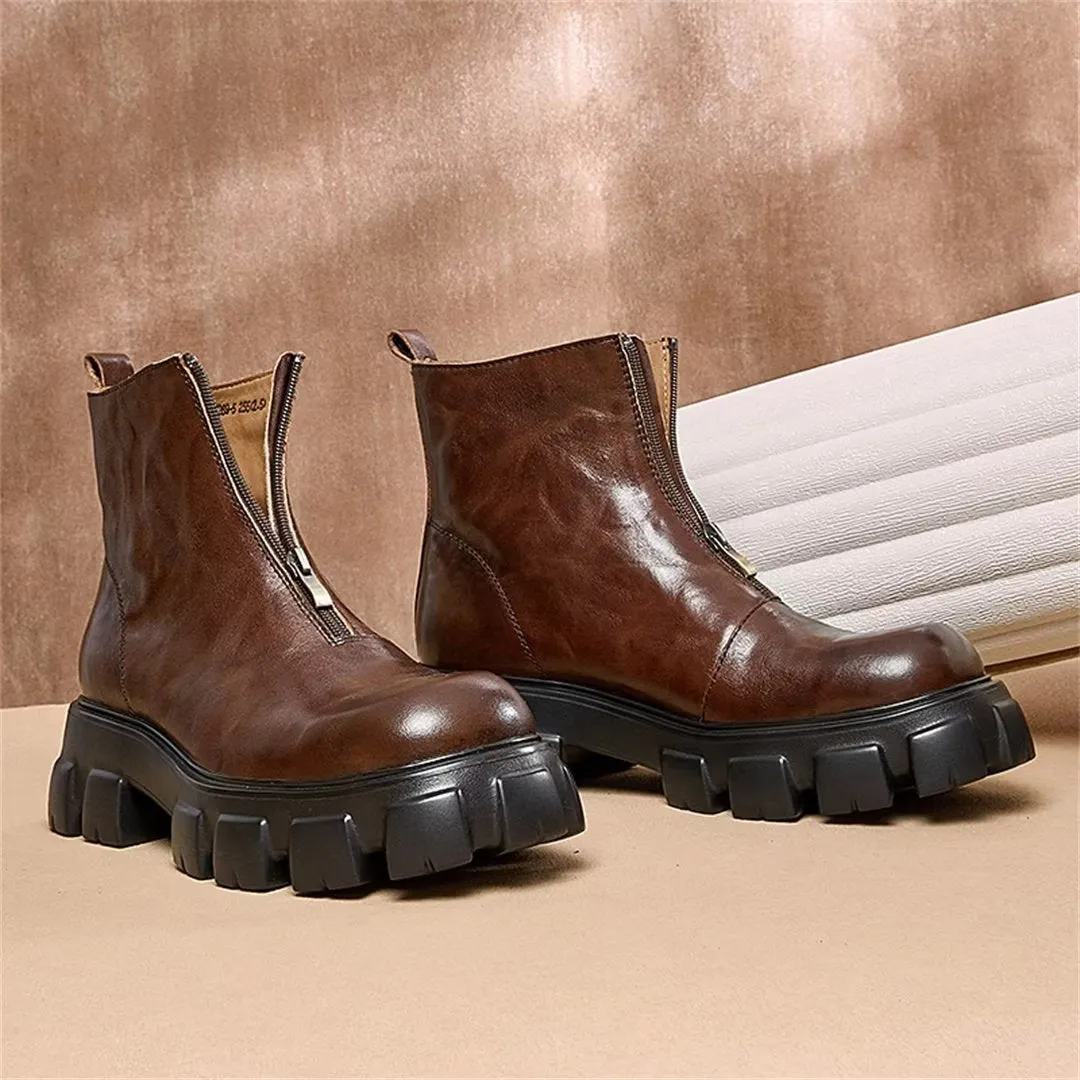 Sheepskin Chic Zipper Vintage Martin Boots