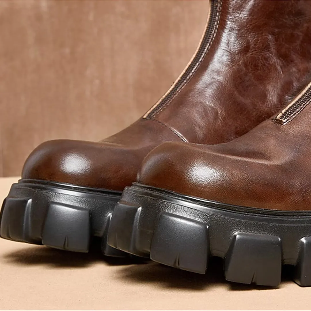 Sheepskin Chic Zipper Vintage Martin Boots