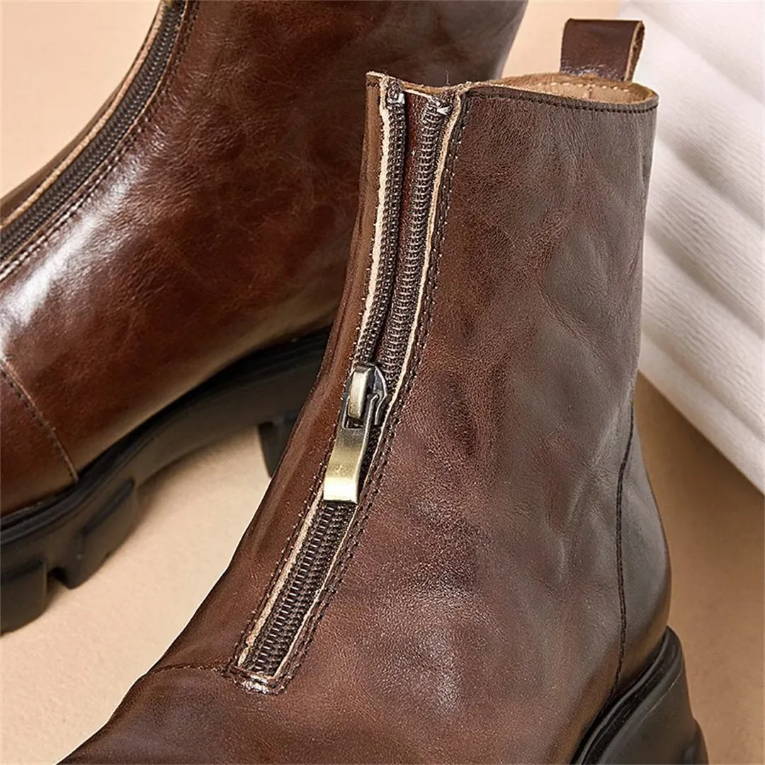 Sheepskin Chic Zipper Vintage Martin Boots