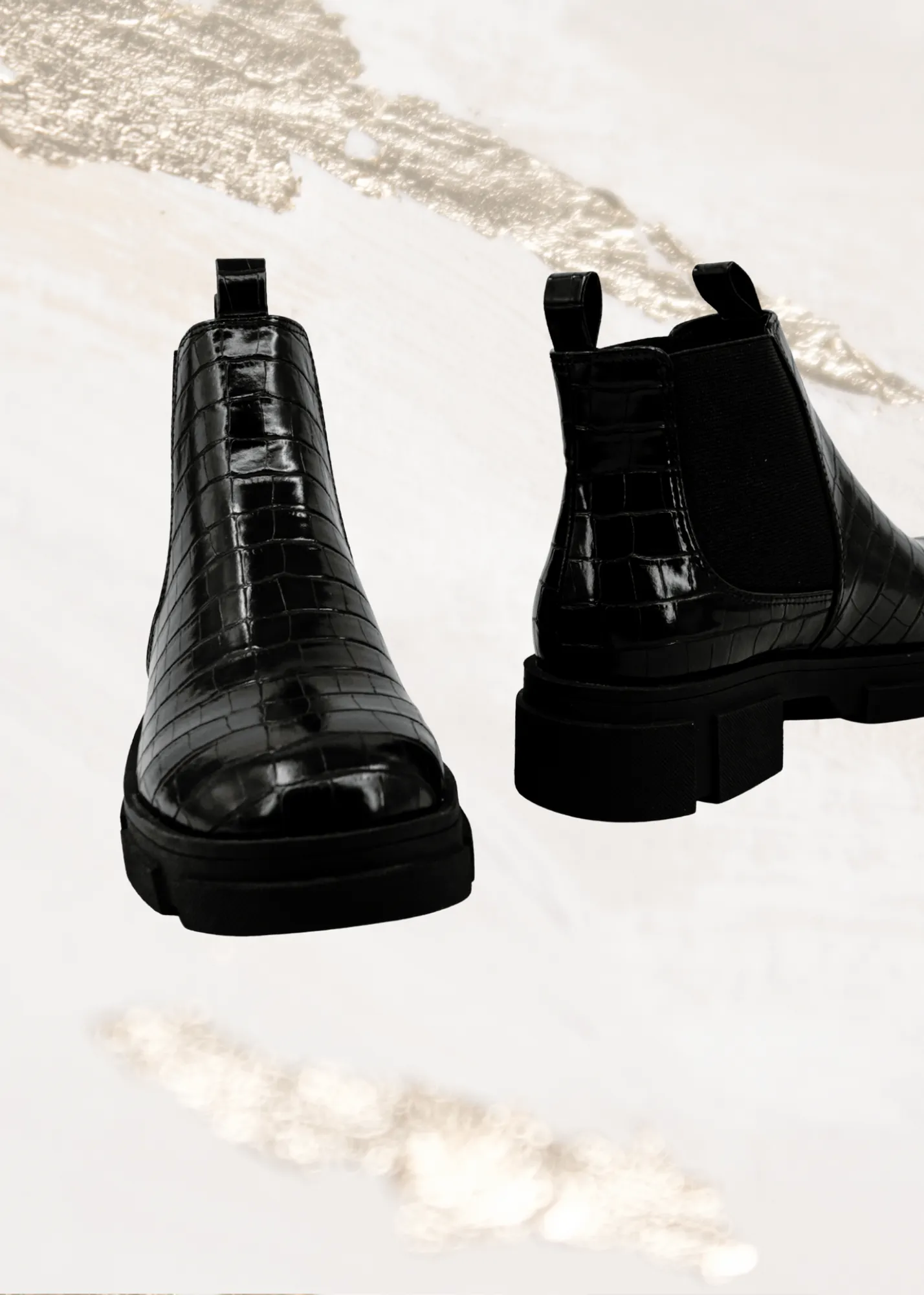 Shu Shop Yohana Black Croc Combat Boot
