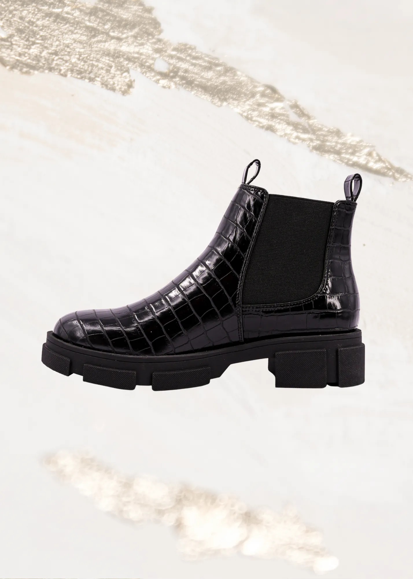 Shu Shop Yohana Black Croc Combat Boot