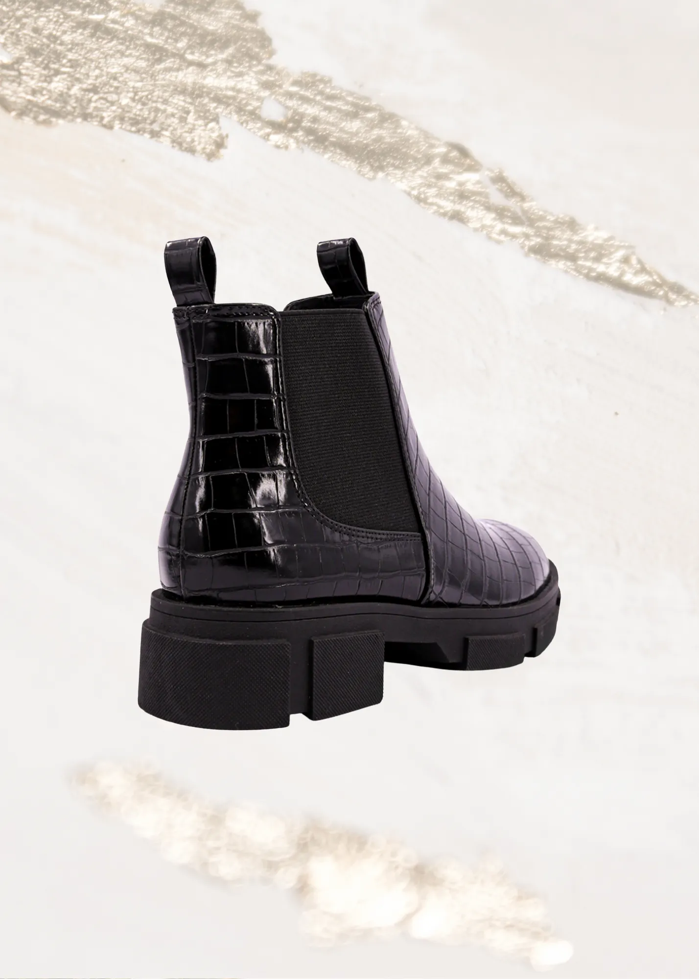 Shu Shop Yohana Black Croc Combat Boot