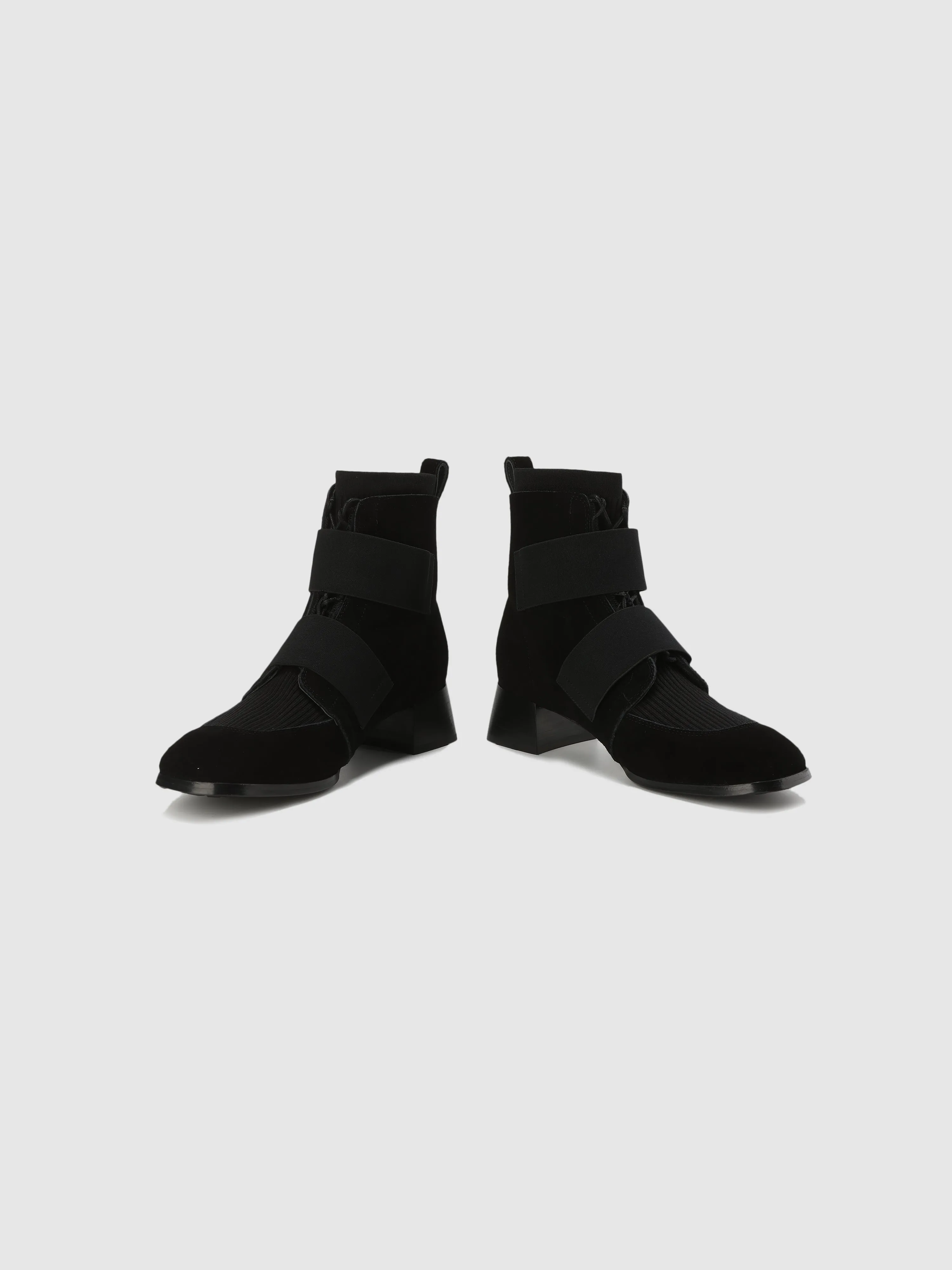 Stretch Suede Lace-Up Ankle Boots