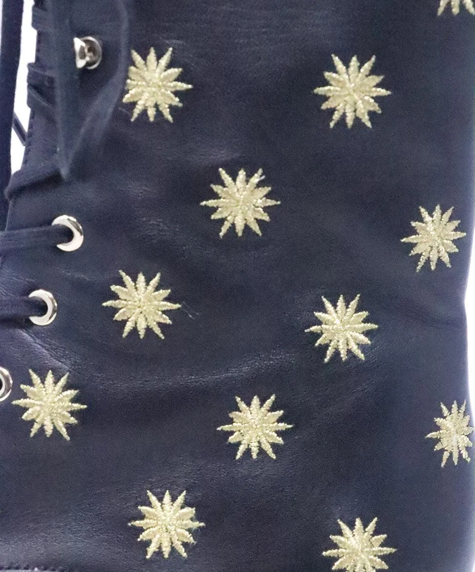 Stuart Weitzman Black & Gold Embroidered Boots sz 9.5