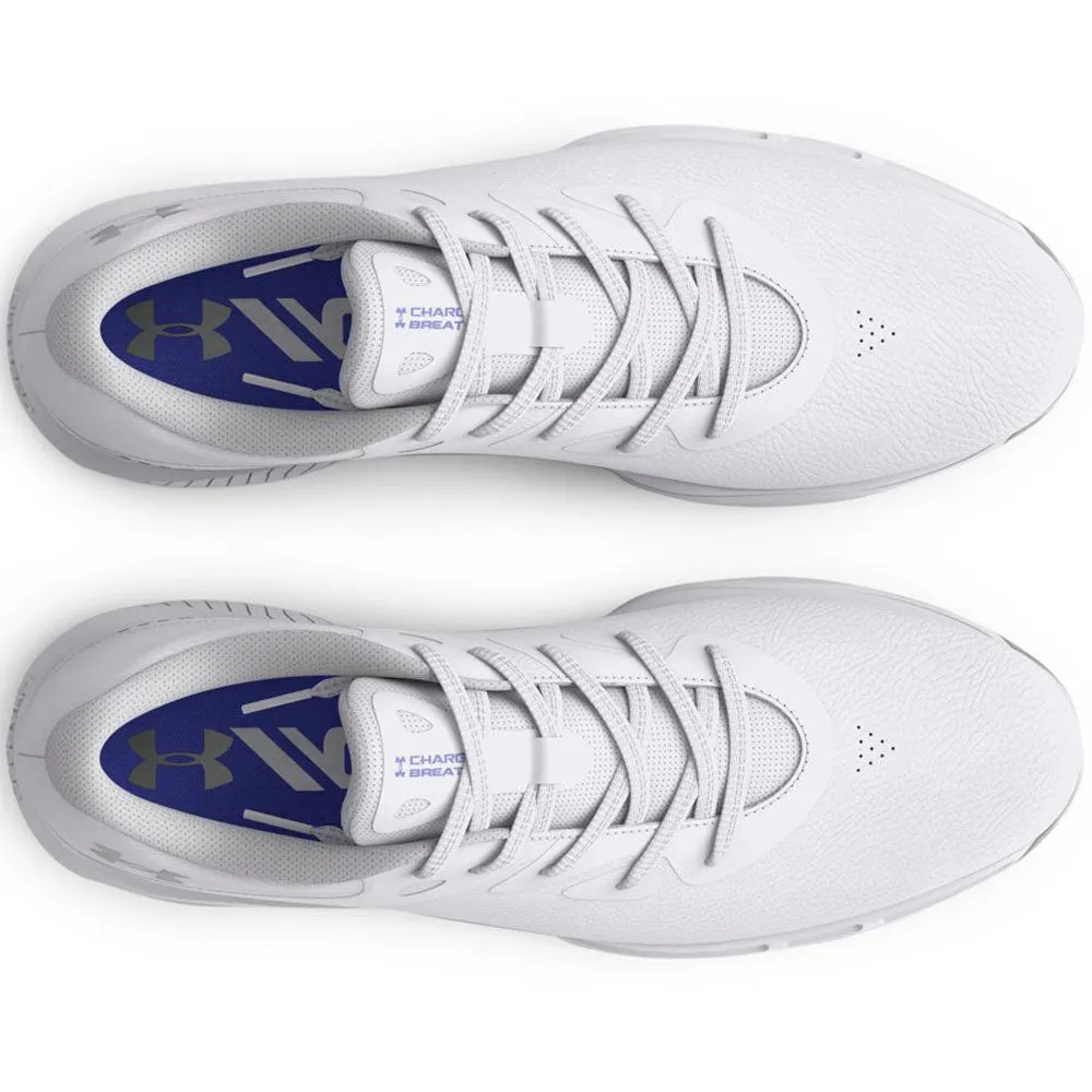 Under Armour Ladies Charged Breathe 2 Waterproof Spiked Shoes - White/Metallic Silver