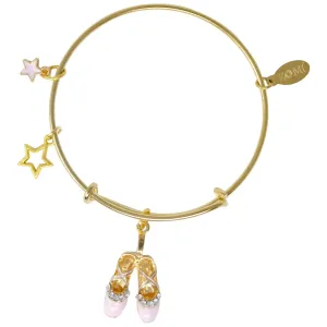 Zomi Gems - Ballet Pointe Shoes & Star Gold Bangle Bracelet